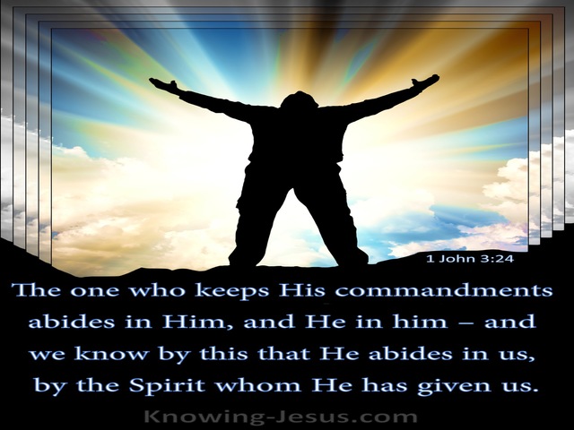 1 John 3:24 We Know He Abides In Us By The Spirit (beige)